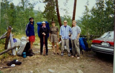 [Reuben, Kathy, Kam, John, David on Sierra hike]